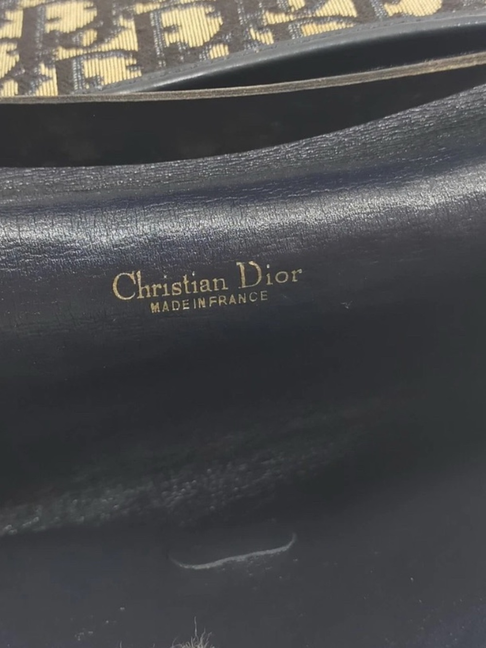 Vintage Christian Dior Oblique Monogram Navy Canvas Chain Clutch Flap Bag - Picture 8 of 8